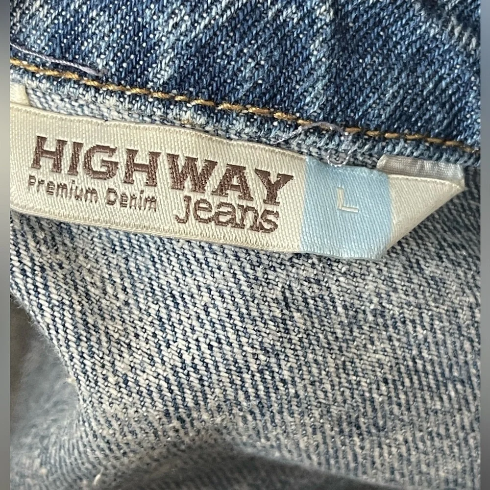 Highway Jeans Denim Jacket Shredded Cropped With Elastic Size L - Picture 9 of 9